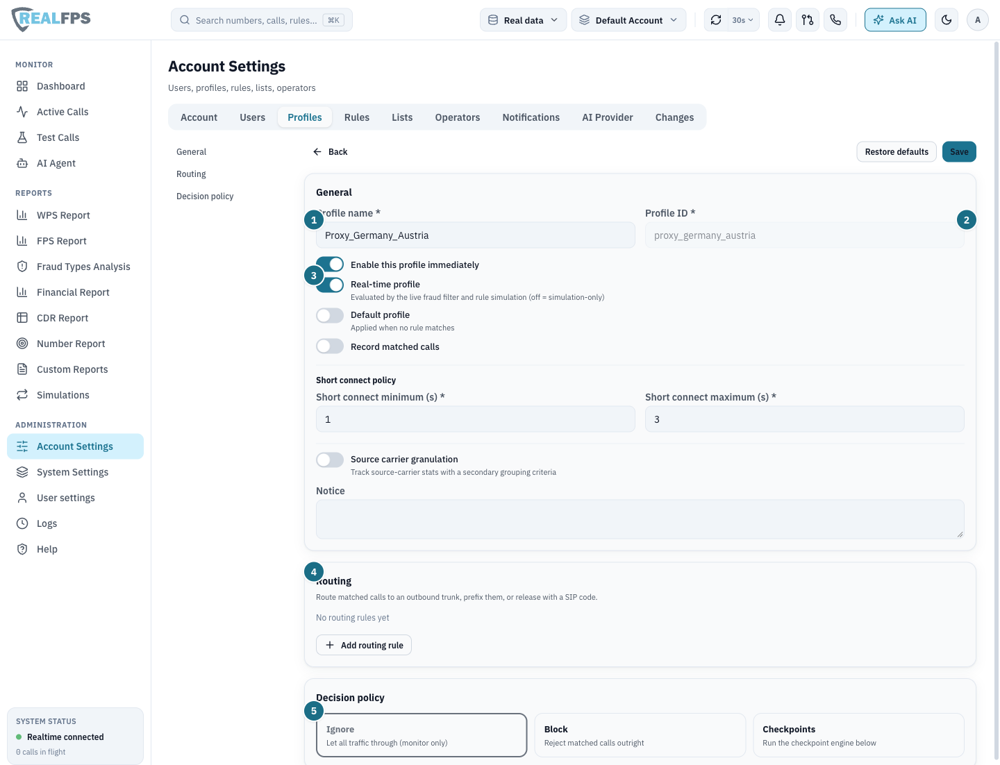 Profile Proxy_Germany_Austria with decision policy Ignore